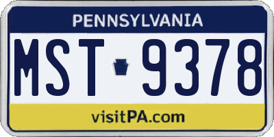 PA license plate MST9378