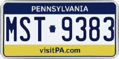PA license plate MST9383