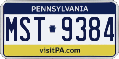 PA license plate MST9384