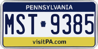 PA license plate MST9385