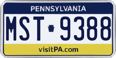 PA license plate MST9388