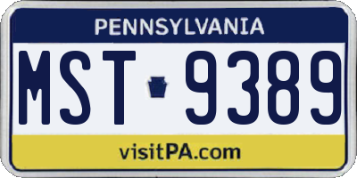 PA license plate MST9389