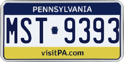 PA license plate MST9393