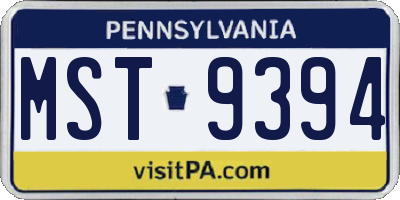 PA license plate MST9394
