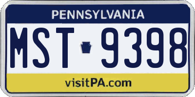 PA license plate MST9398