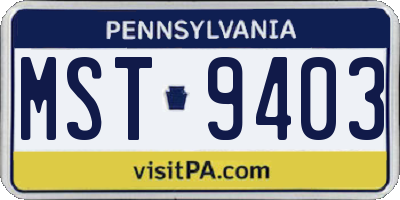 PA license plate MST9403