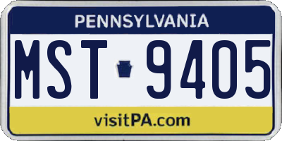 PA license plate MST9405