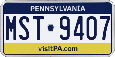 PA license plate MST9407