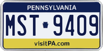 PA license plate MST9409