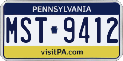 PA license plate MST9412