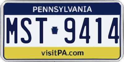 PA license plate MST9414