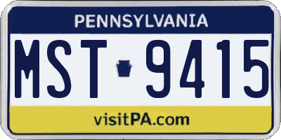 PA license plate MST9415