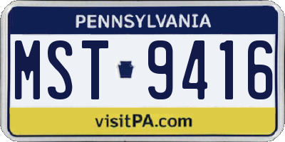 PA license plate MST9416