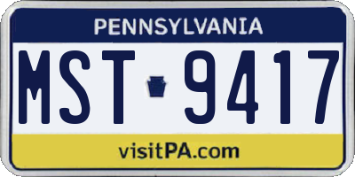 PA license plate MST9417