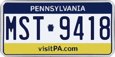 PA license plate MST9418