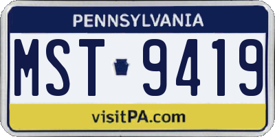 PA license plate MST9419