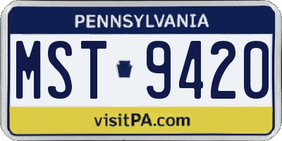 PA license plate MST9420
