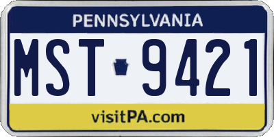 PA license plate MST9421