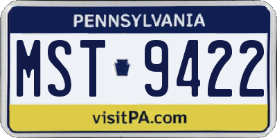 PA license plate MST9422