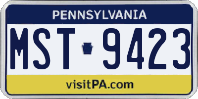 PA license plate MST9423
