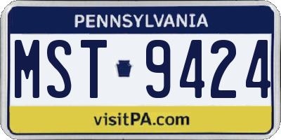 PA license plate MST9424