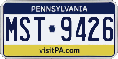 PA license plate MST9426