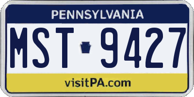 PA license plate MST9427