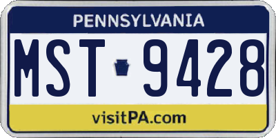 PA license plate MST9428