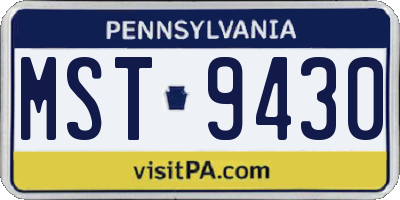 PA license plate MST9430
