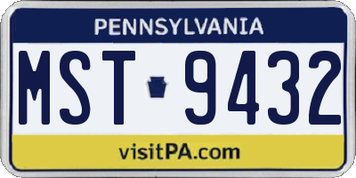 PA license plate MST9432