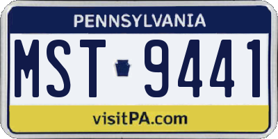 PA license plate MST9441