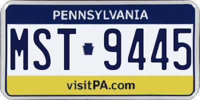 PA license plate MST9445