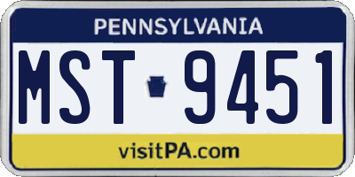 PA license plate MST9451