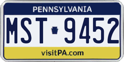 PA license plate MST9452