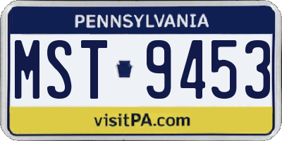 PA license plate MST9453