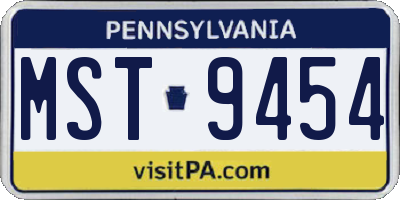 PA license plate MST9454