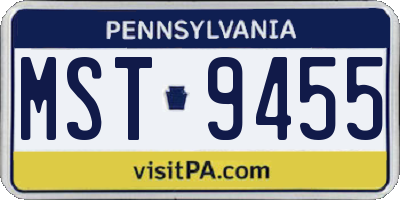 PA license plate MST9455