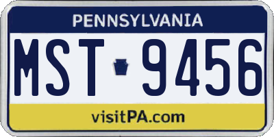 PA license plate MST9456