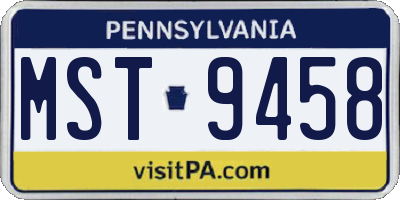 PA license plate MST9458