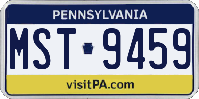 PA license plate MST9459
