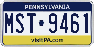 PA license plate MST9461