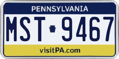 PA license plate MST9467
