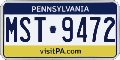 PA license plate MST9472