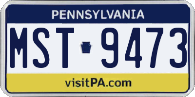 PA license plate MST9473