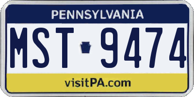 PA license plate MST9474