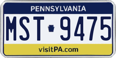 PA license plate MST9475