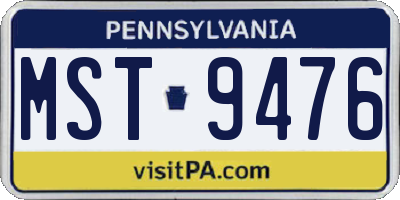 PA license plate MST9476