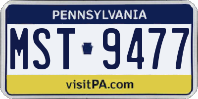 PA license plate MST9477