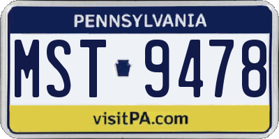 PA license plate MST9478