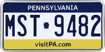 PA license plate MST9482